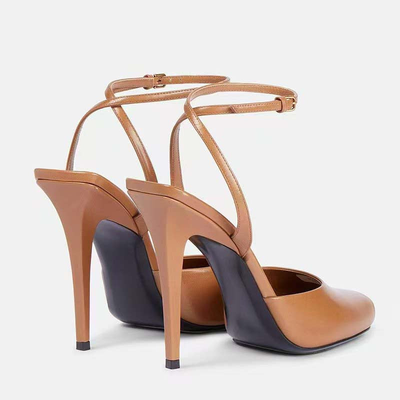 Patent Leather Peep-Toe Slingback Heels – Elegant Stilettos