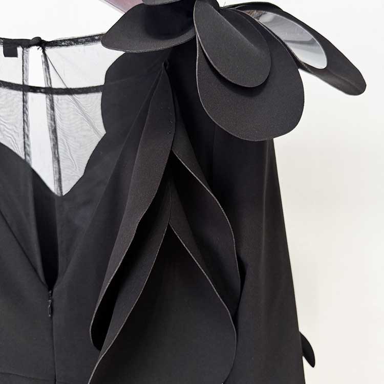 Womens Long Sleeves Gown Flower Detail Long Formal Dresses