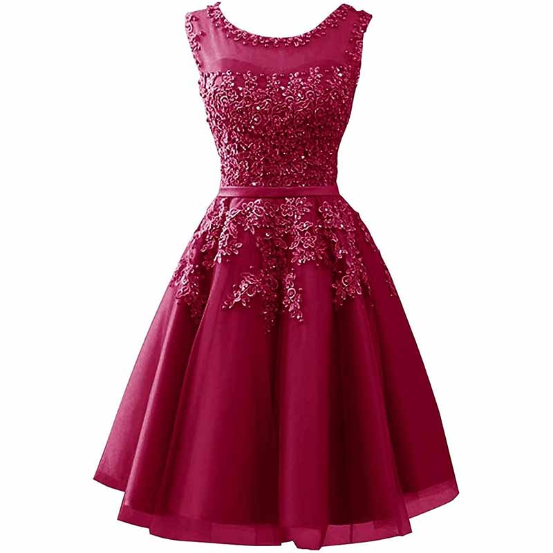 Women's Evening Dresses with Appliques Elegant Ball Gown Bridesmaid Dresses Short Party Dress