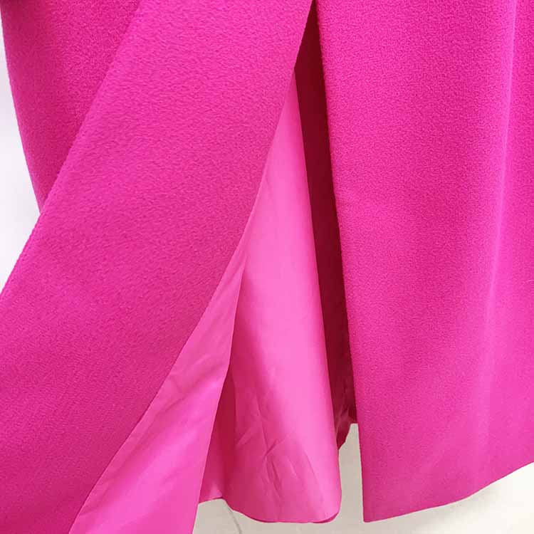 Women's Winter Autumn Bow Details Long Warm Hot Pink Coat