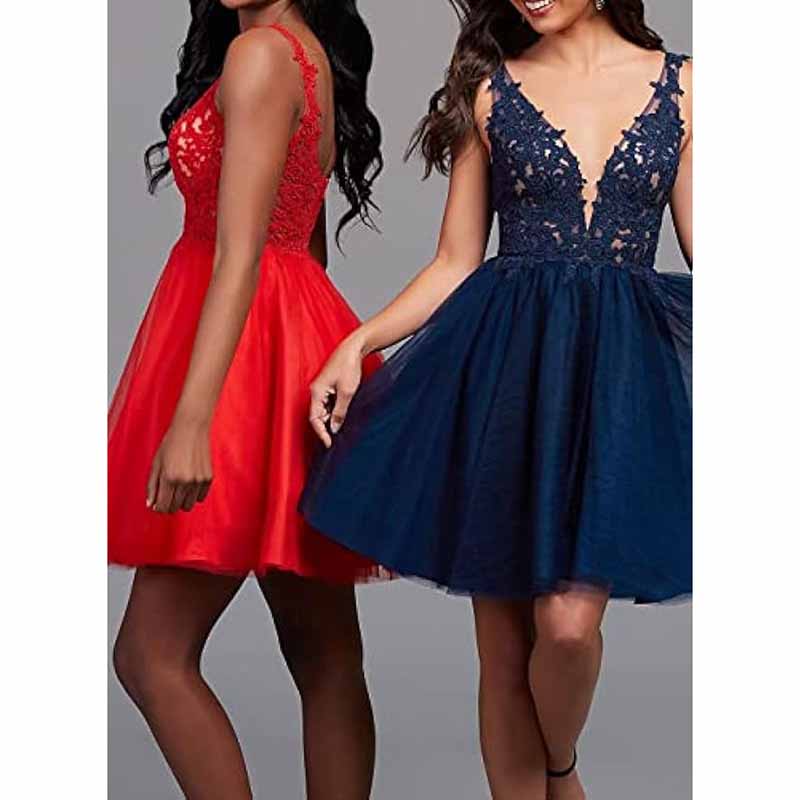 Lace Homecoming Dress Short Cocktail Dress Tulle Appliques Prom Dresses