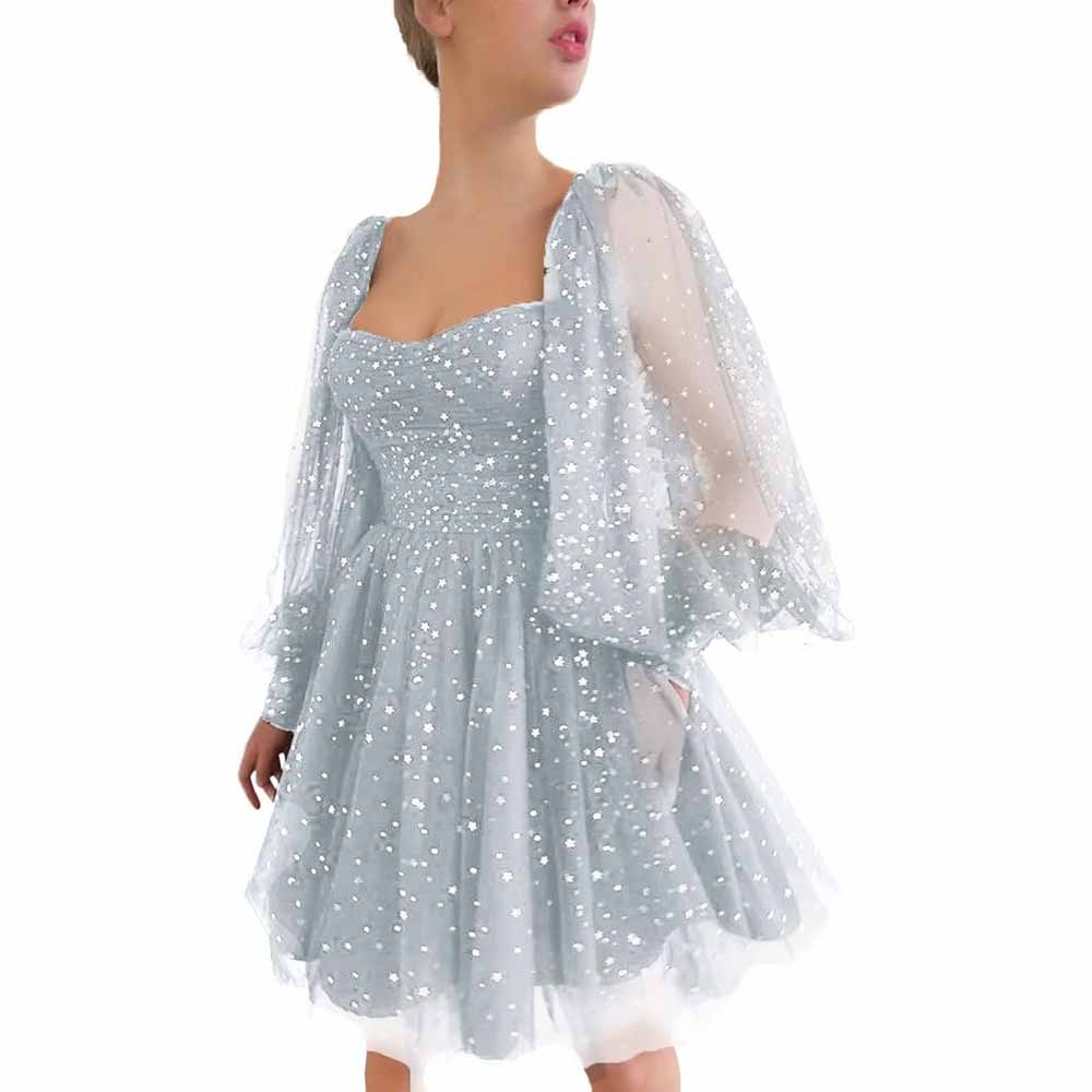 Sparkly Starry Tulle Prom Dresses A Line Homecoming Dresses Formal Evening Gowns for Teens