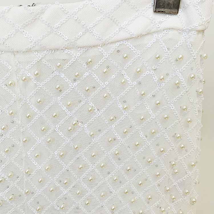 Hollowed Wedding Pantsuit with Pearls Event Set Formal Suits