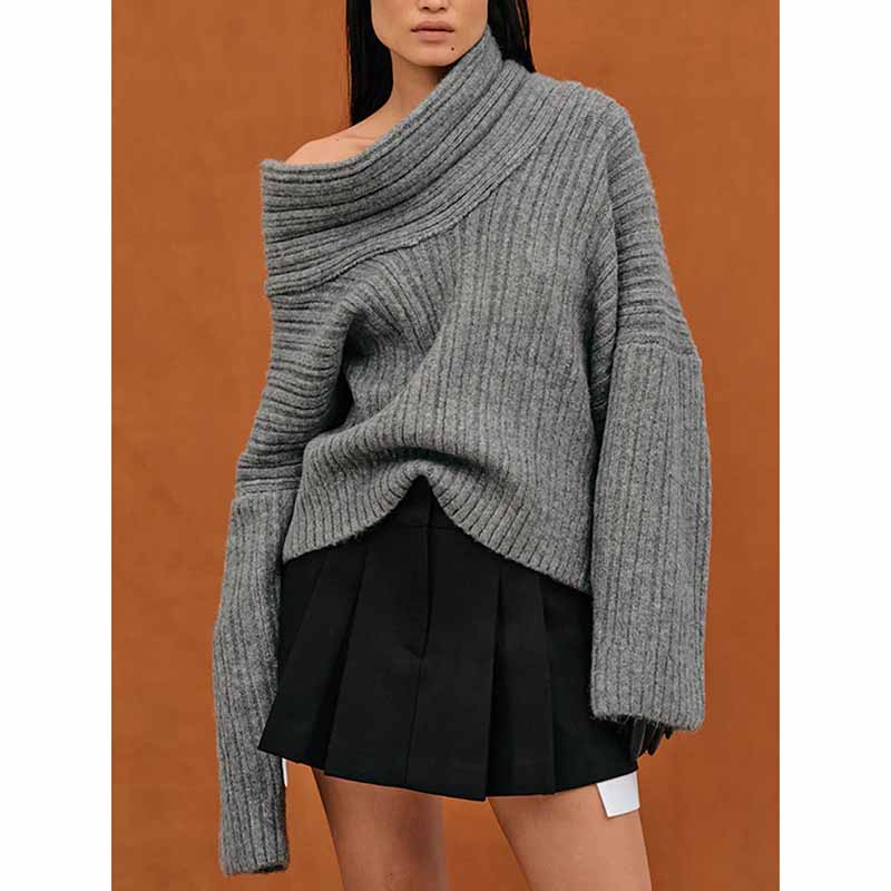 Irregular loose sleeves knitted sweater
