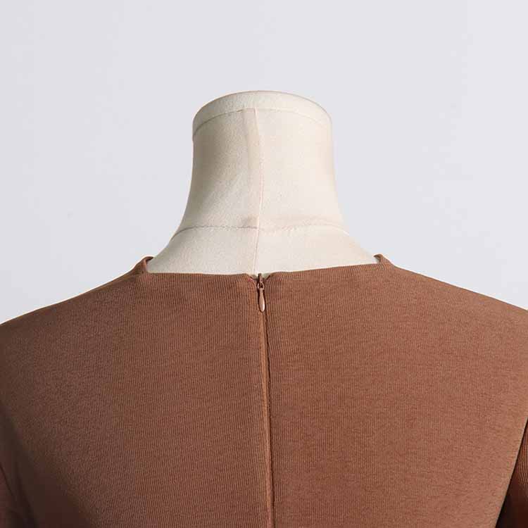 Womens Hollowed out twisted top slim fit long sleeved T-shirt top