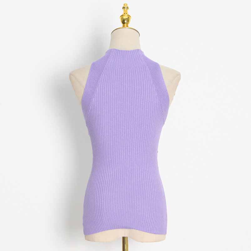 Women's Cutout Twist-front Ribbed Cotton-blend Tank Top
