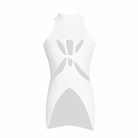 Women's Cutout Twist-front Ribbed Cotton-blend Tank Top
