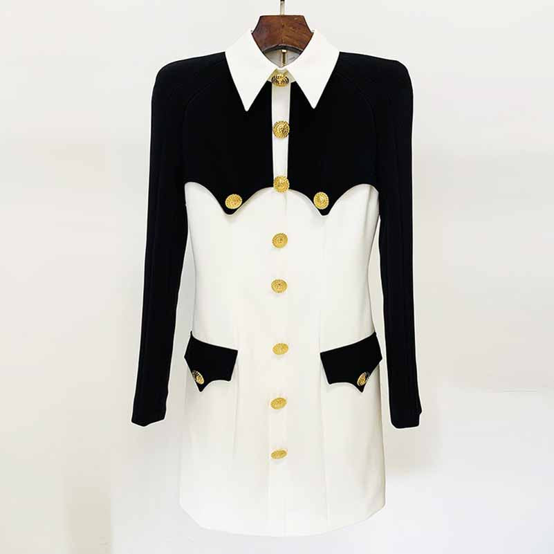 Button Detail Long-Sleeve Mini Dress