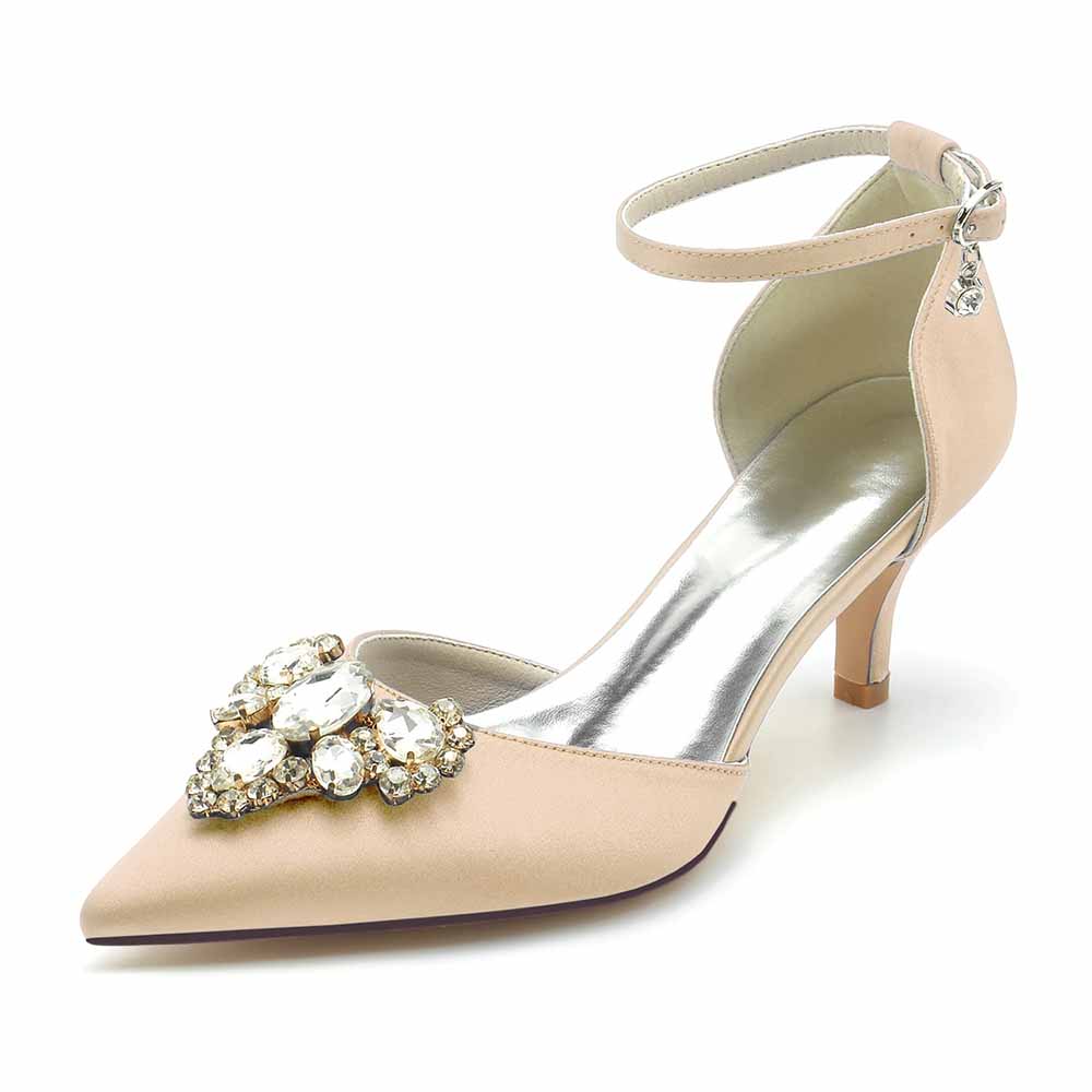 Elegant TC wedding shoes with a jeweled accent, perfect heels for a wedding.