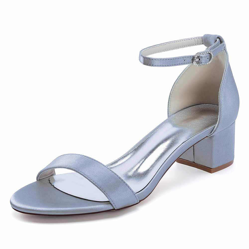 Elegant sd-hk chunky heel wedding sandals in light blue with ankle strap for stylish bridal comfort