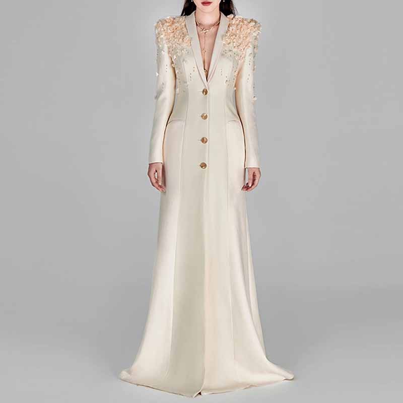 Long Sleeve Floral Crystal Maxi Coat Dress Long Blazer Dress – SD Dresscode  & Fashiontrends