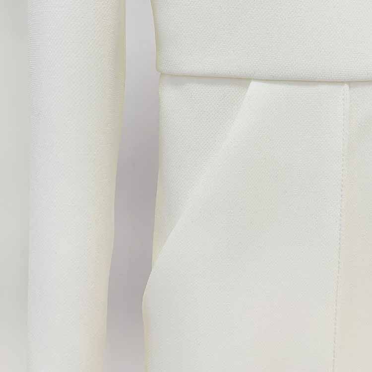 Women White Hand Made Studded Bead Neck Sexy Flare Trousers Playsuit Jumpsuit