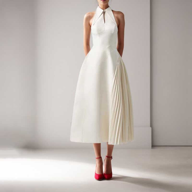 Sleeveless Cream Ruched Midi Dress – SD Dresscode & Fashiontrends