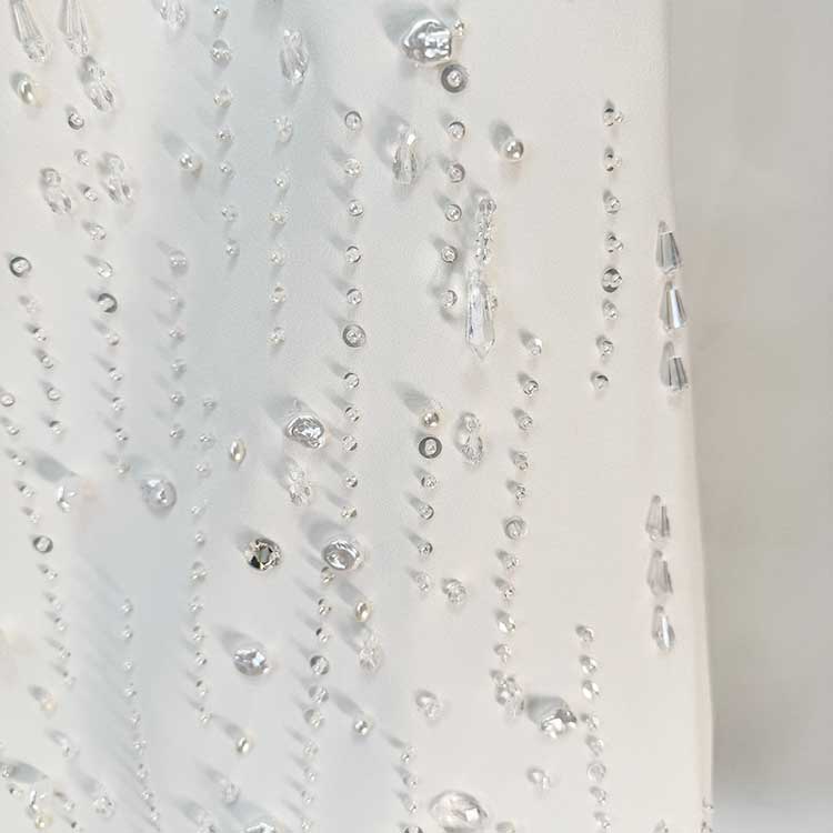 Womens White Hand-Beaded Mini Dress