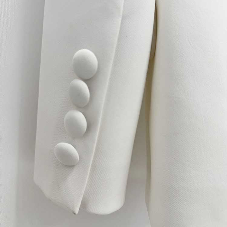 Women's White Embroidered Blazer and Wide Leg Pants Set - Elegant Formal Suit