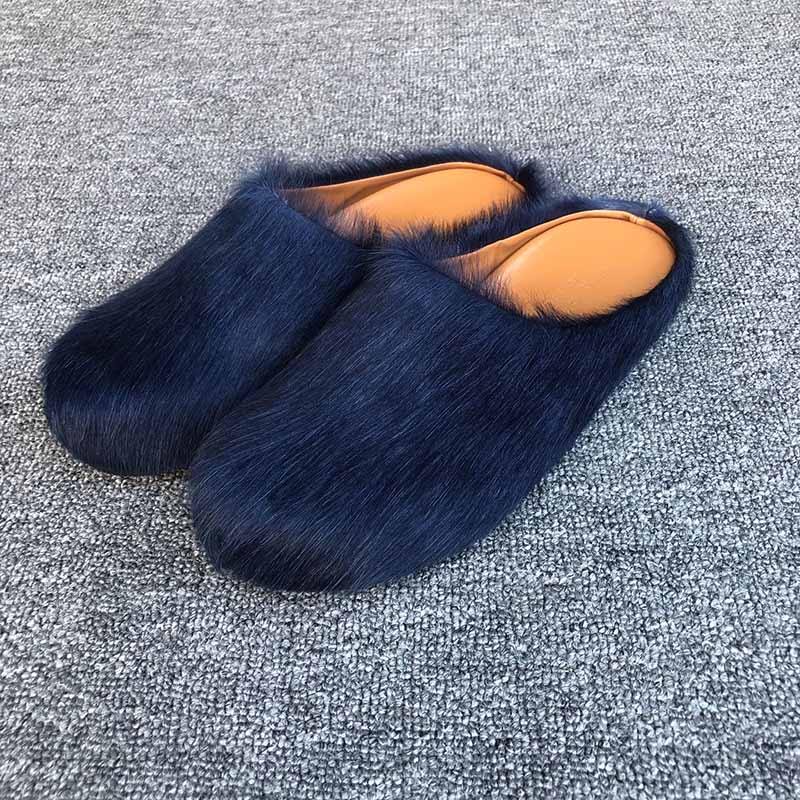 Womens Fussbett Sabot Calfskin Loafers Fur Slippers