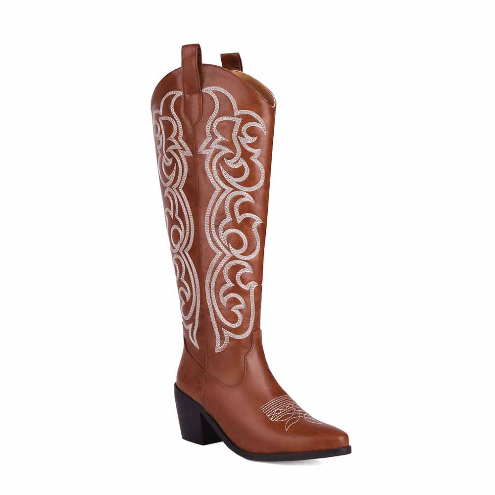 Western Boots Cowgirl Boots with Classic Embroidery-Women