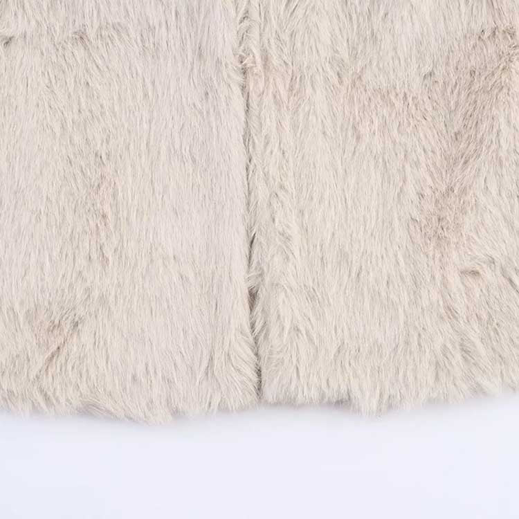 Women's faux fur winter coat long in soft beige fabric for cozy winter style