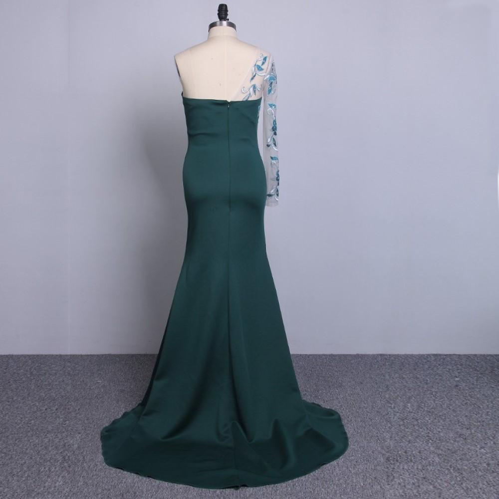 sd-hk Women Wedding Dress Backless Single Shoulder Prom Gowns