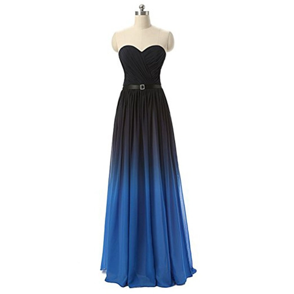 sd-hk Women Evening Maxi Dress Ombre Sleeveless Prom Gowns
