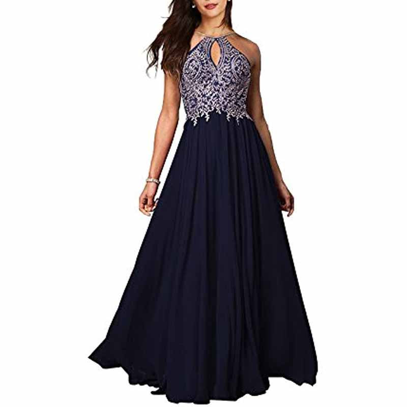 Women's Appliques Bridesmaid Dress Beaded Formal Evening Gowns