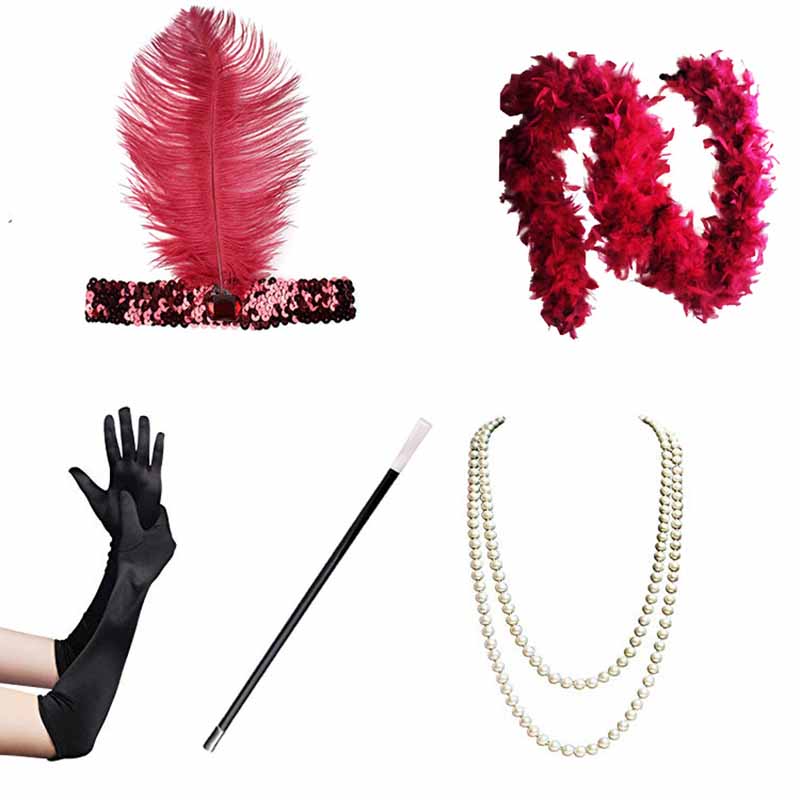 1920s Flapper Dress Accessories Gatsby Costume Accessories Set 20s