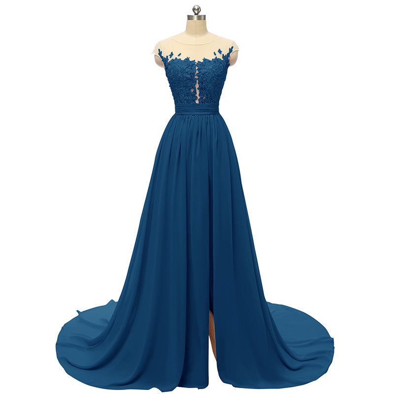 sd-hk Sleeveless Long Wedding Dress Hollowed Pattern