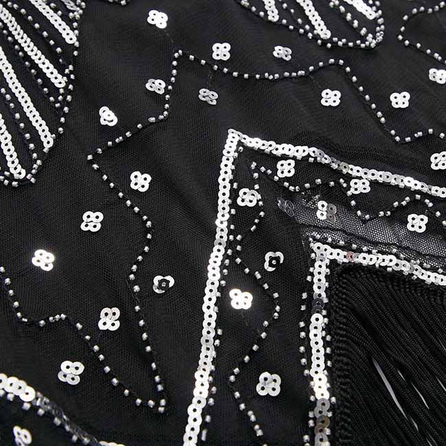 Women's Flapper Dresses 1920s V Neck Beaded Fringed Great Gatsby Dress