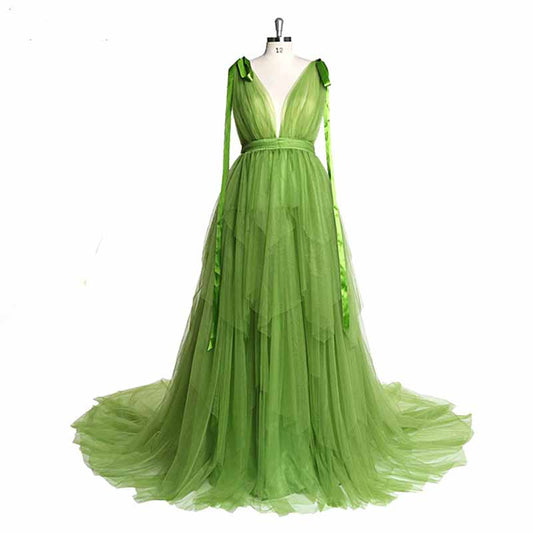 Long Gown Flared Sleeveless Maxi Maternity Dress