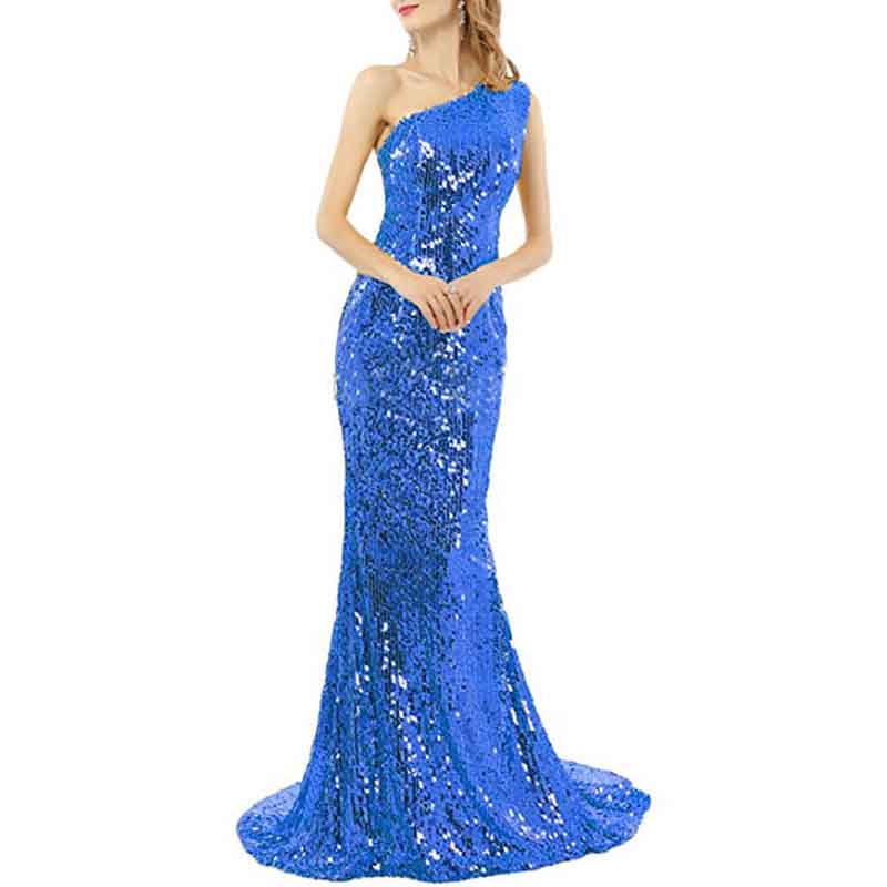 Women's One Shoulder Sequin Mermaid Bridal Wedding Dresses