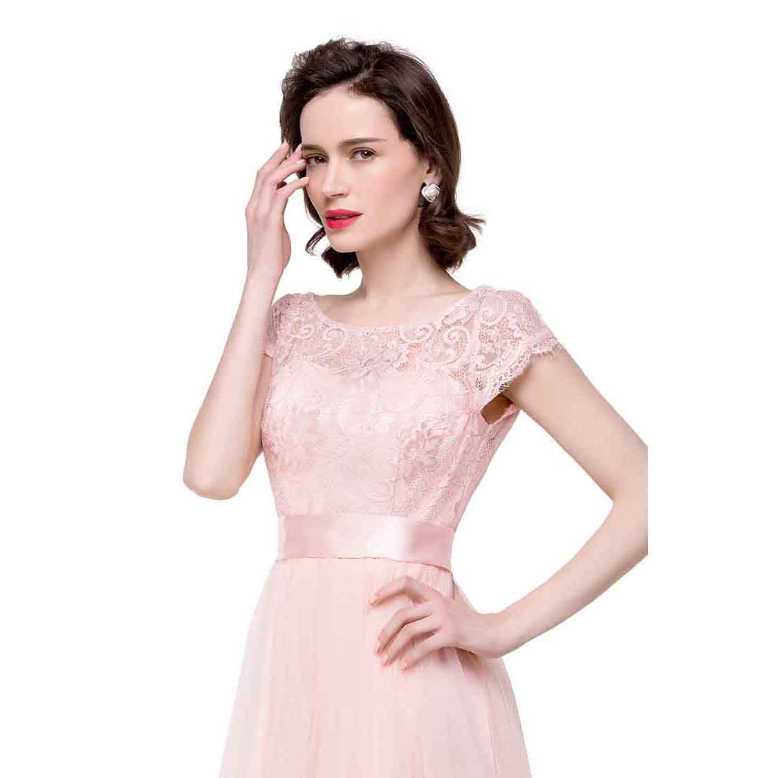 Women Lace Bridesmaid Dress Sleeveless Maxi Evening Prom Dresses