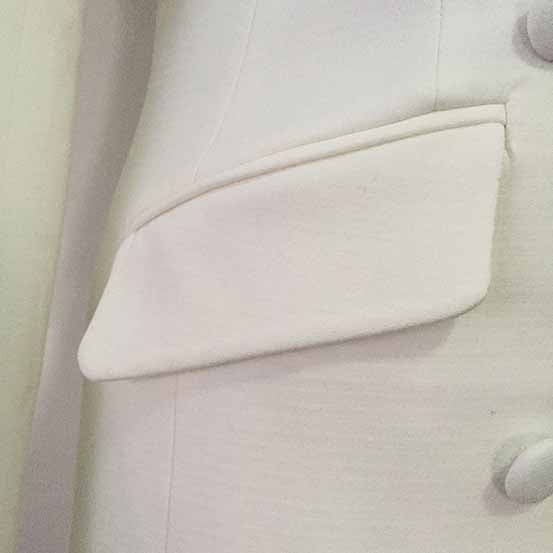 Trendy Long Sleeve Double Breasted Lapel Blazer Mini Dress White