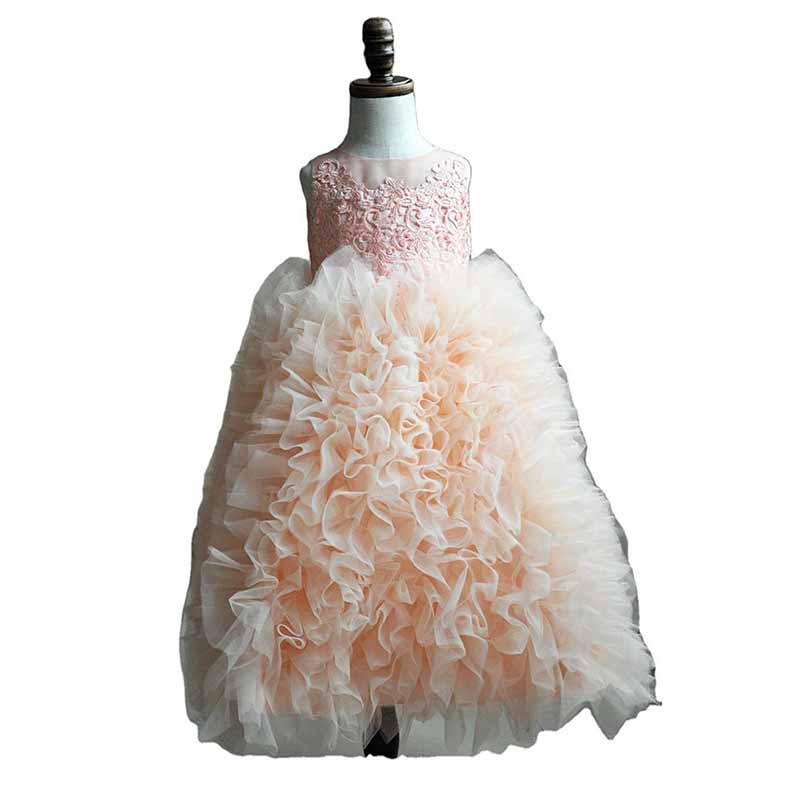 Litle Girl Tutu Dress Purple Lace Ruffle Gown