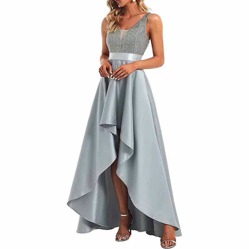 Women's V-Neck A-line High-Low Party Dress Long Evening Dress Bridesma SD Dresscode & Fashiontrends Women's V-Neck A-line High-Low Party Dress Long Evening Dress Bridesma SD Dresscode & Fashiontrends