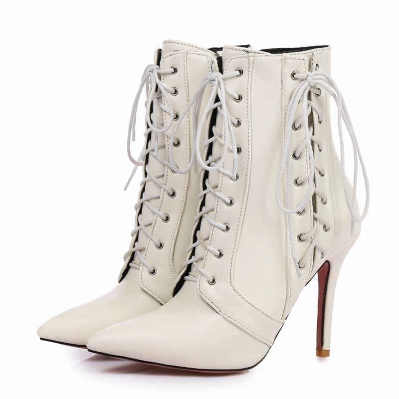 Women's Lace-up Ankle Boots Heeled Short Plus Size Boot