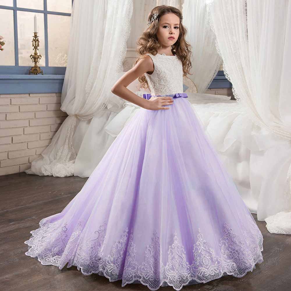 Flower Girl Lace Dress for Kids Wedding Party Prom Princess Puffy Tulle Dresses