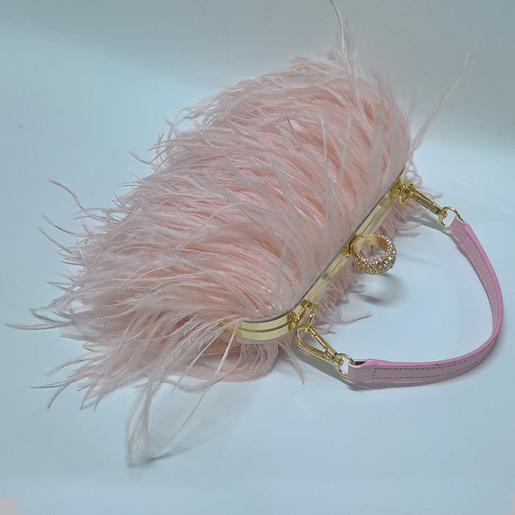 sd-hk Ladies Ostrich Feather Evening Bag