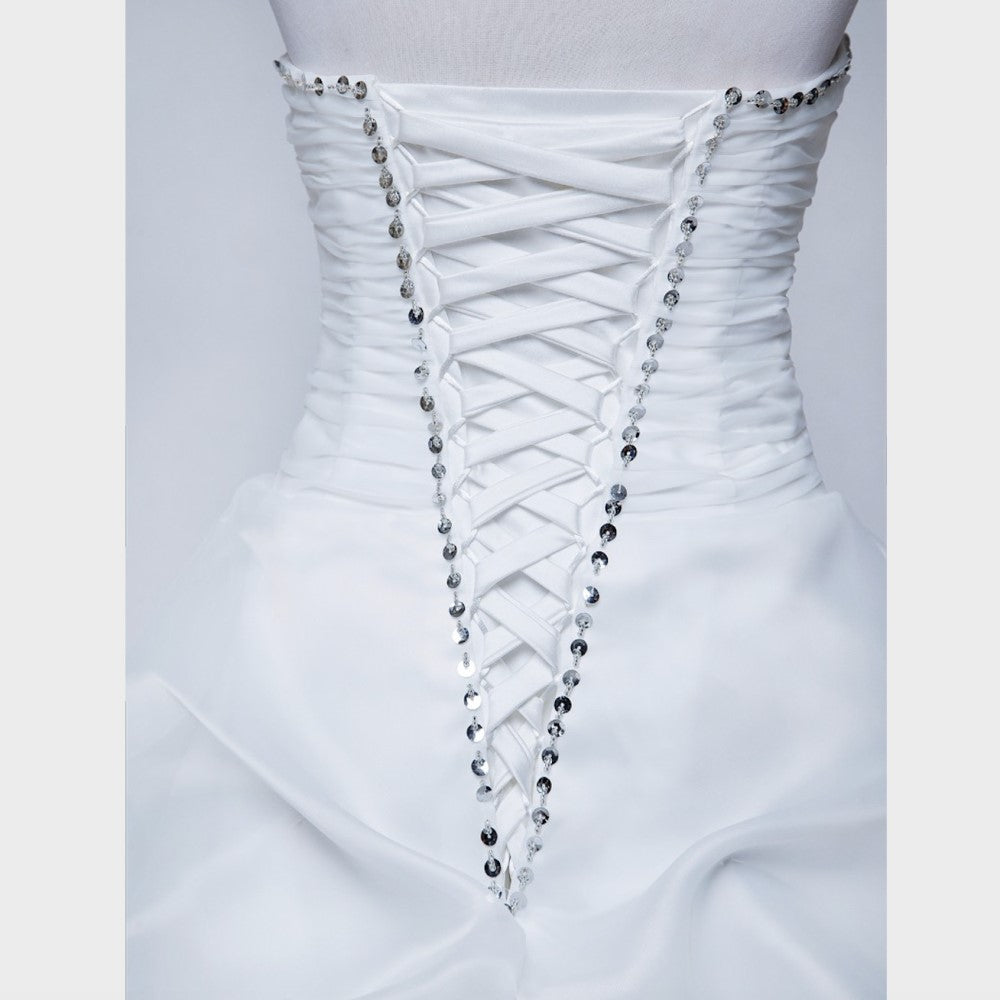 sd-hk White Wedding Dress Strapless Ruffles Bridesmaid Dress