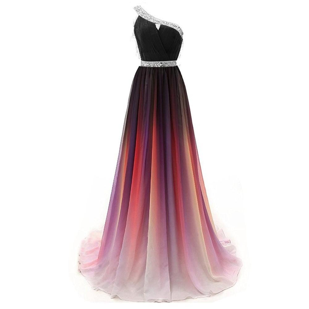Women's Gradient Chiffon Long Prom Dresses Formal Evening Party Gowns