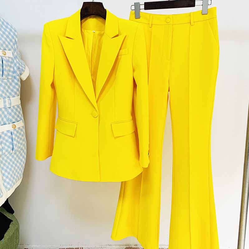 Women's Pantsuit Blazer+High Waisted Flare Pants Suit Wedding Pantsuit