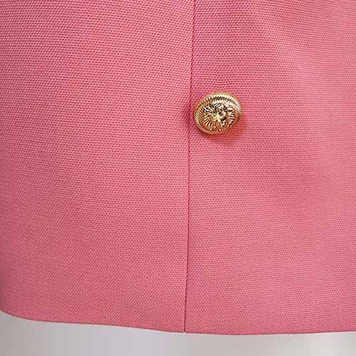 Women's Pink Coat Golden Lion Buttons Fitted Blazer Jacket