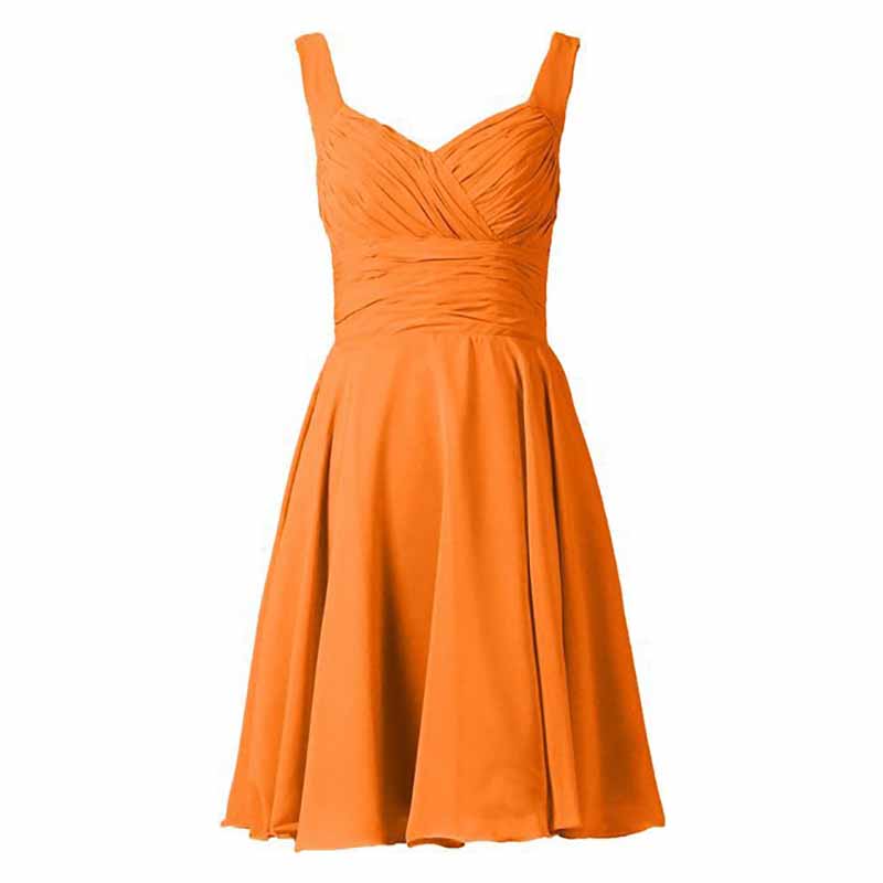 Women's V-Neck Chiffon Bridesmaid Dresses Short Prom Gown