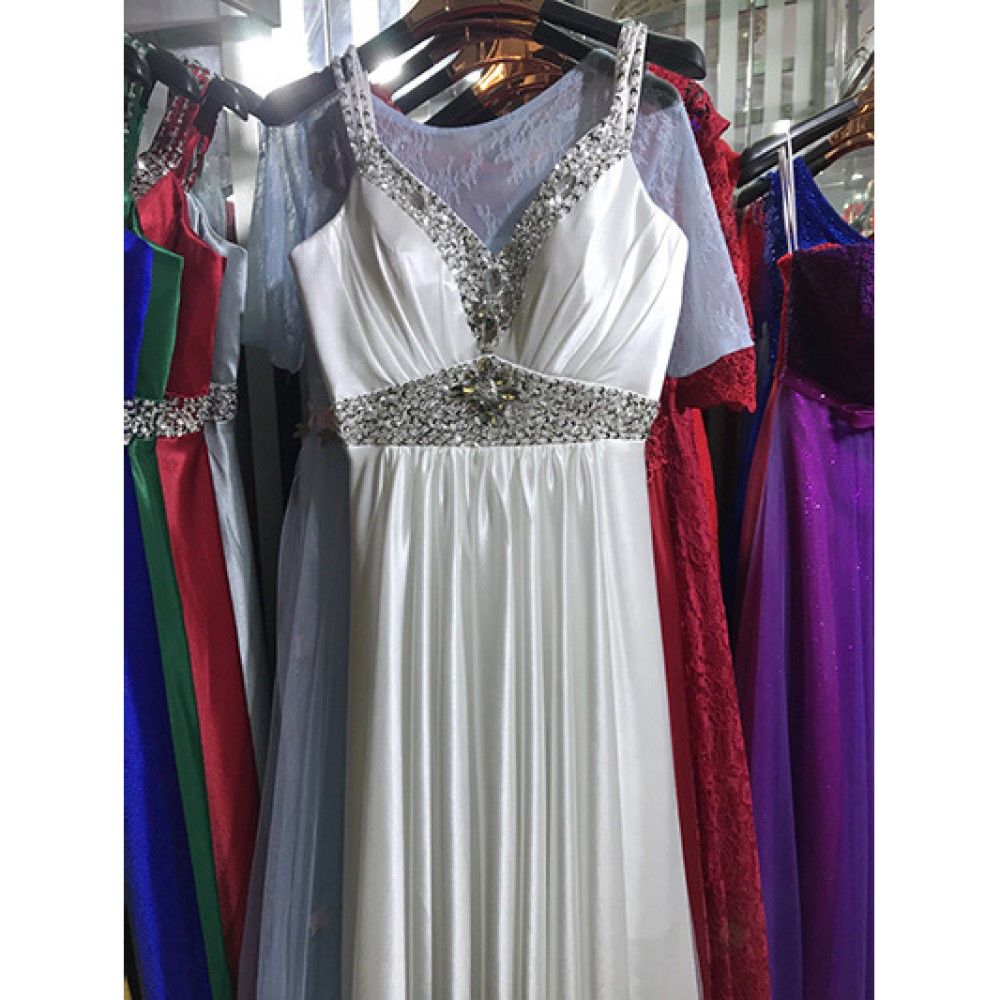 Women Beaded Event Dress Formal Long Wedding Bridesmaid Dress