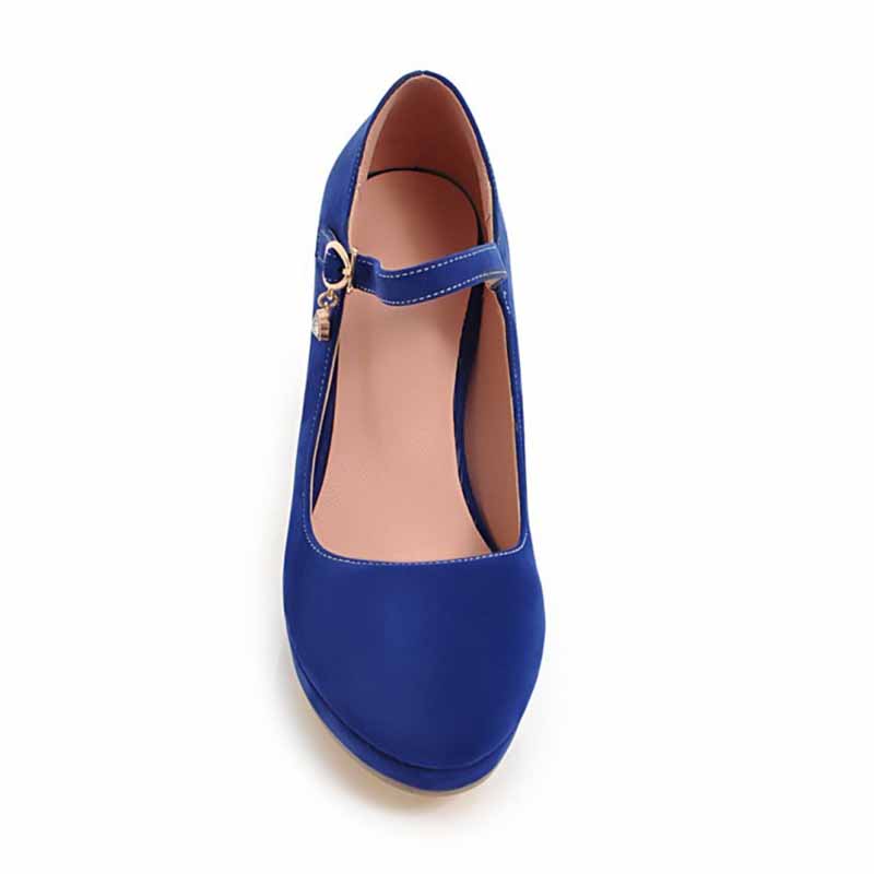 Women's buckled platform shoes suede chunky heeled shoes