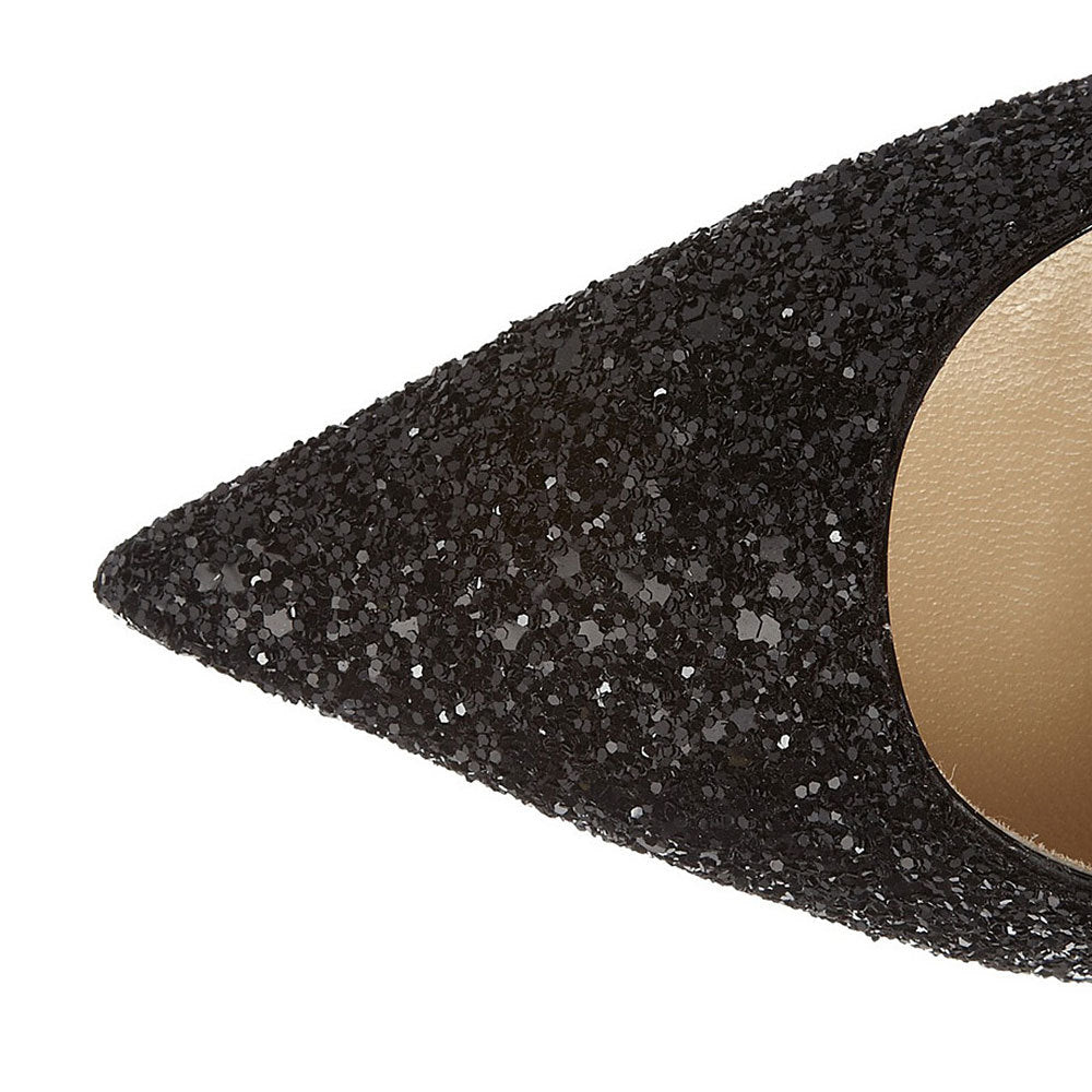 Tucomosi Black Sequin Single Shoes Point Toe High Heels Stiletto