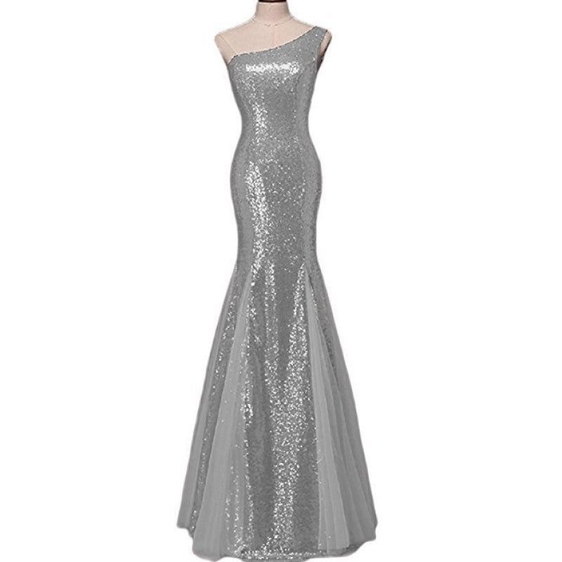 Strapless Sequin Prom Dress Wedding Ball Gowns Floor-Length Evening Maxi Dress