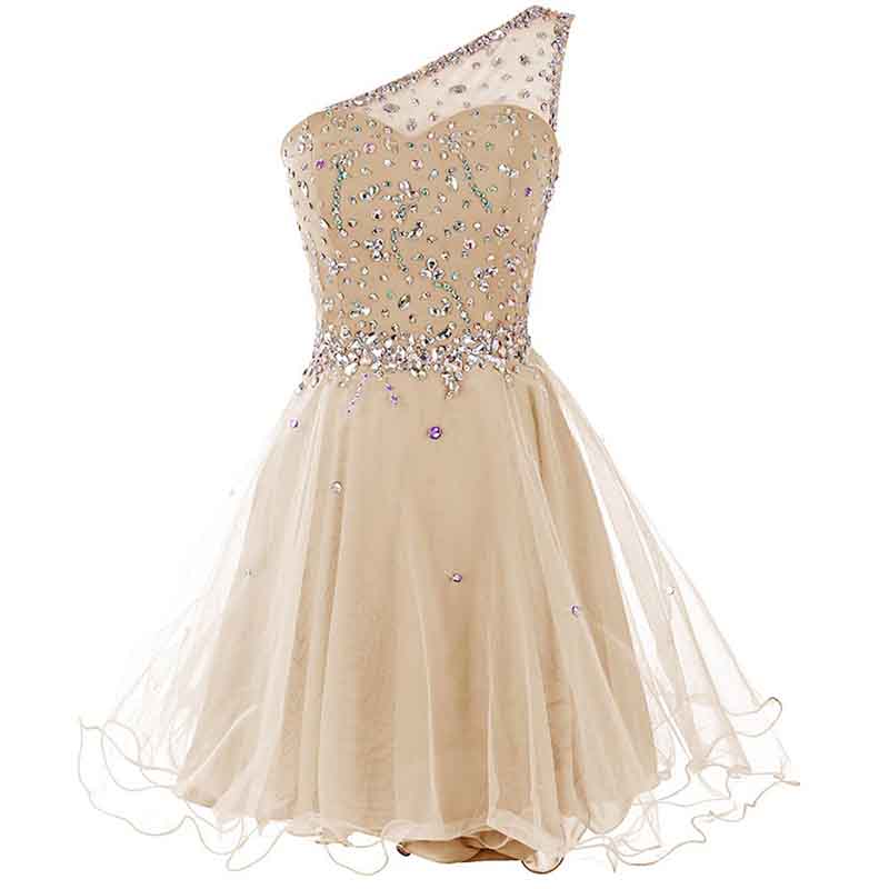 Juniors Aline One Shoulder Short Tulle Party Dress Mini Prom