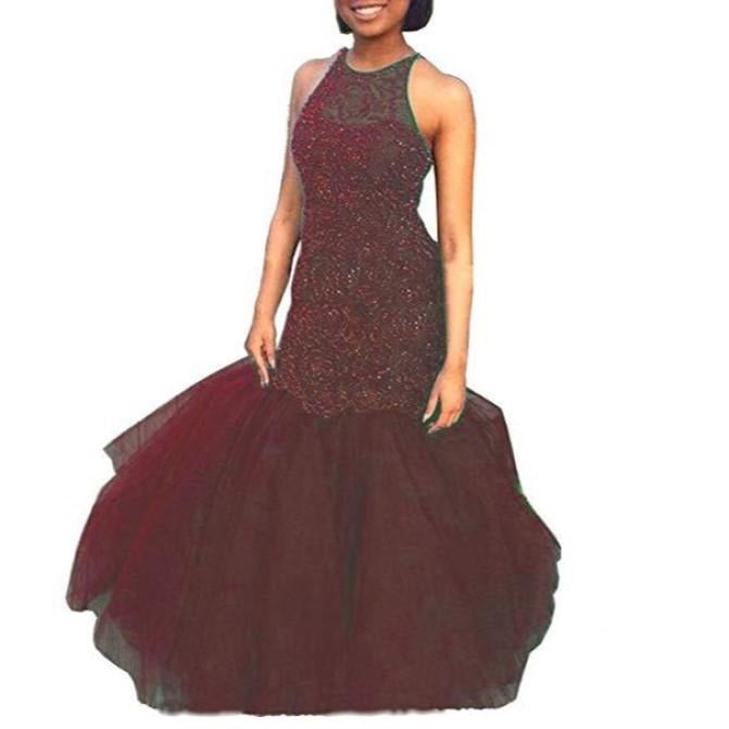 Wedding Bridesmaid Dresses Long for Women Formal Evening Party Prom Gown Halter