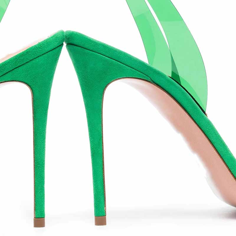 Women's Clear Colored Heels Open Toe Stiletto Ankle Strap Sandals