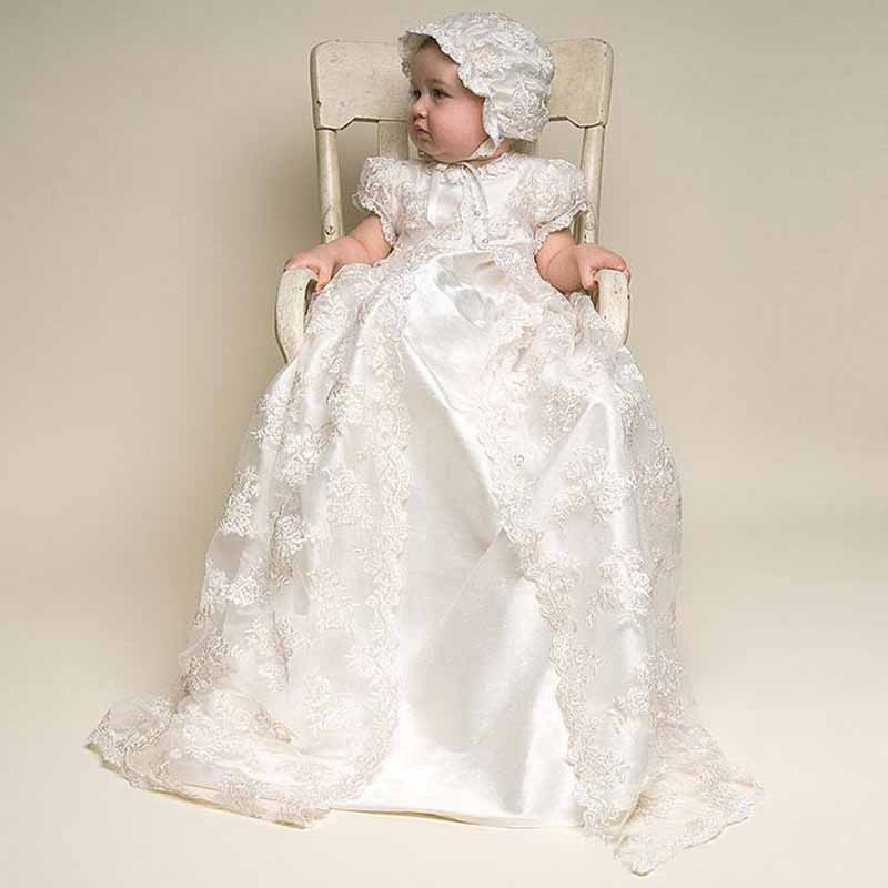 Christening Gown Baby Girl Lace Toddler Dress for Age 3-24 Months